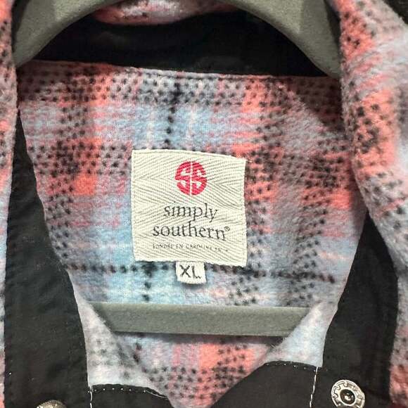 Simply Southern Pink and Gray Plaid Shacket - Picture 4 of 5